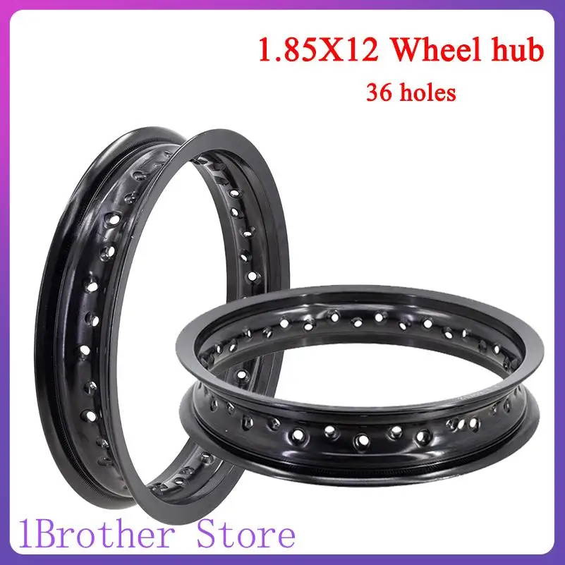 12Inch wheel Hub Brand New Motorcycle 1.85x12 32/36 Spokes Holes Front/rear Wheels 12 inch Aluminum Alloy Rim 1.85*12