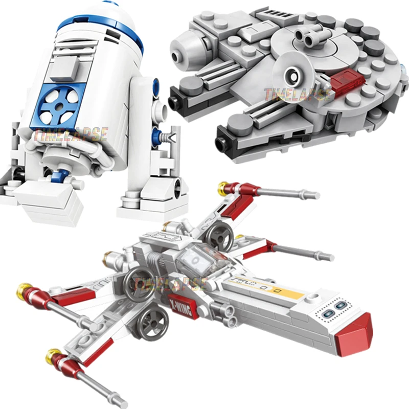 NEW Star Fighter Plane Aircraft Wing Spacecraft Airship Mini R2 Robot Film Classic Model Building Blocks Sets Bricks Toy City