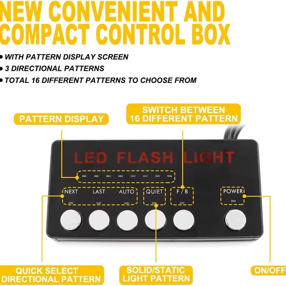 Barra luminosa stroboscopica a LED di emergenza con display digitale per la sicurezza stradale sui veicoli