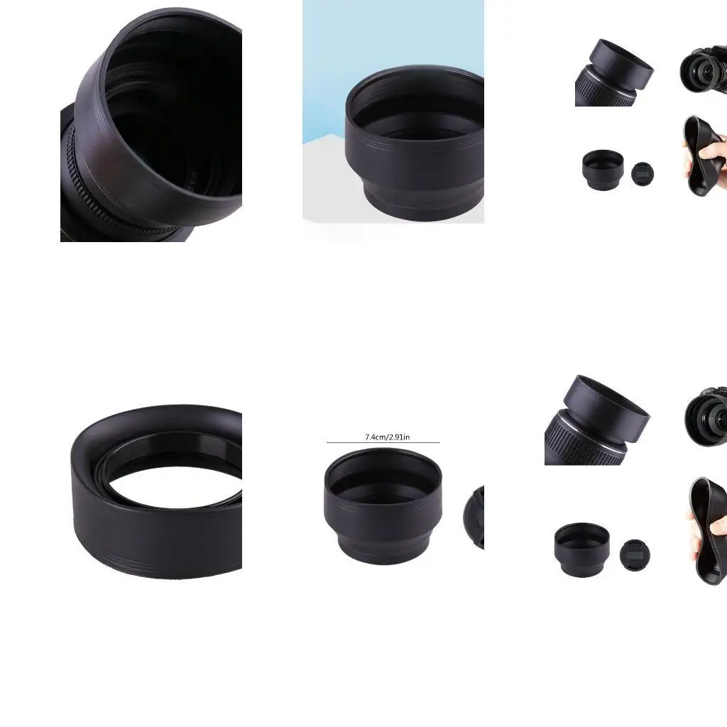 

31BA 49mm Rubber Lens Hood Set Collapsible Designs Reduce Improve Photography and Video Results Camera Accessory