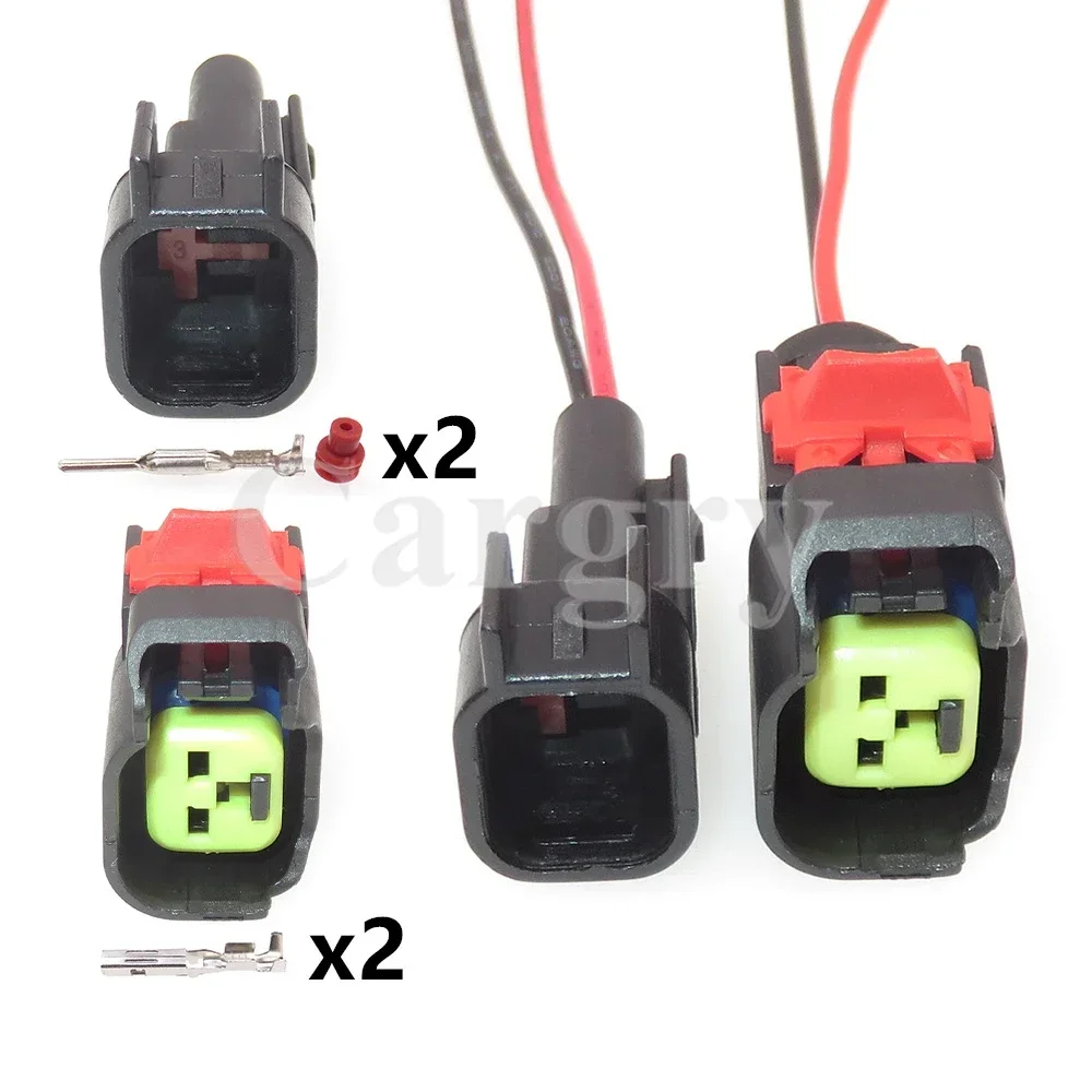 1 Set 2P Auto Male Female Socket For Car EV6 Fuel Injector Nozzle Adapter AC Assembly Automobile Waterproof Electrical Wire Plug