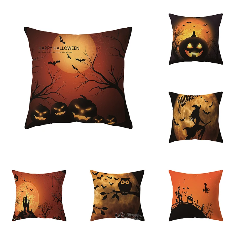 

Witch Pumpkin Throw Pillow Cover Halloween Theme Series Sofa Chair Bed Cushion Home Decor