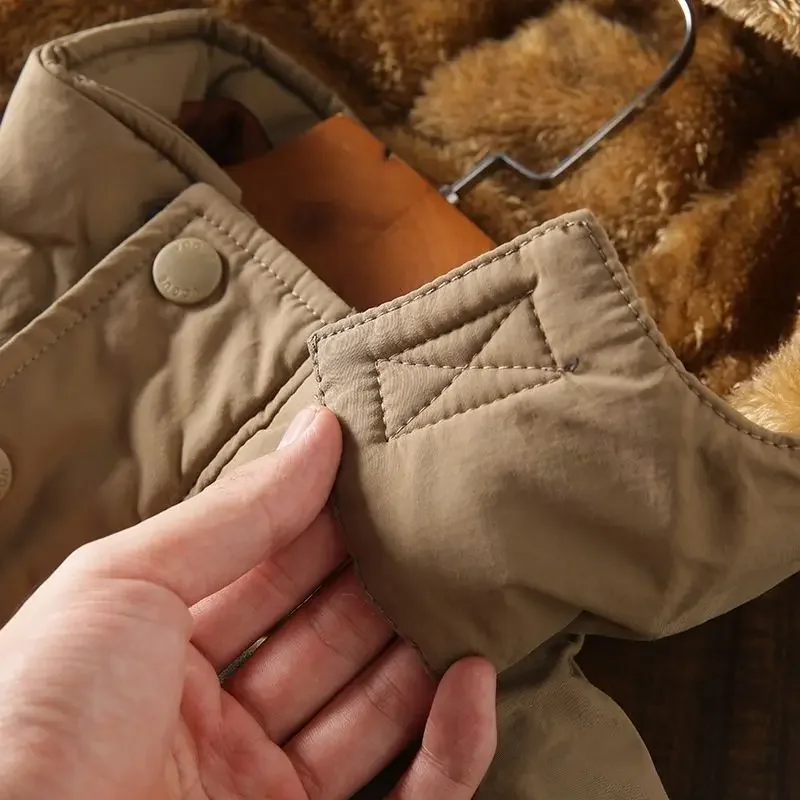 Men Autumn Winter Sports Cotton Jacket Fleece Parkas Military Warm Windproof Thick Pockets Outdoor Windbreaker Hooded Outerwear