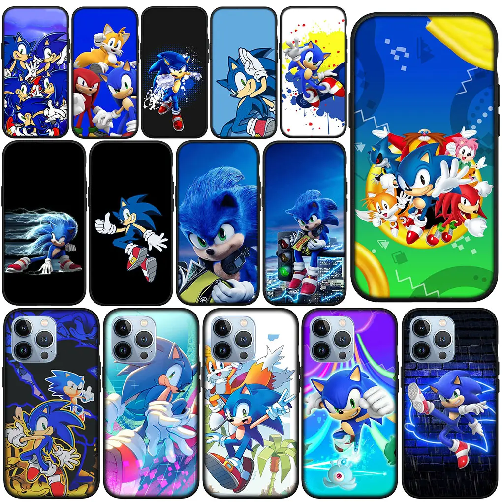 Anime Cartoon S-Sonics Hedgehog Phone Cover Case for Apple iPhone 11 15 Pro XS Max X XR 6 7 8 6S Plus + SE 2022 8+ Soft Casing