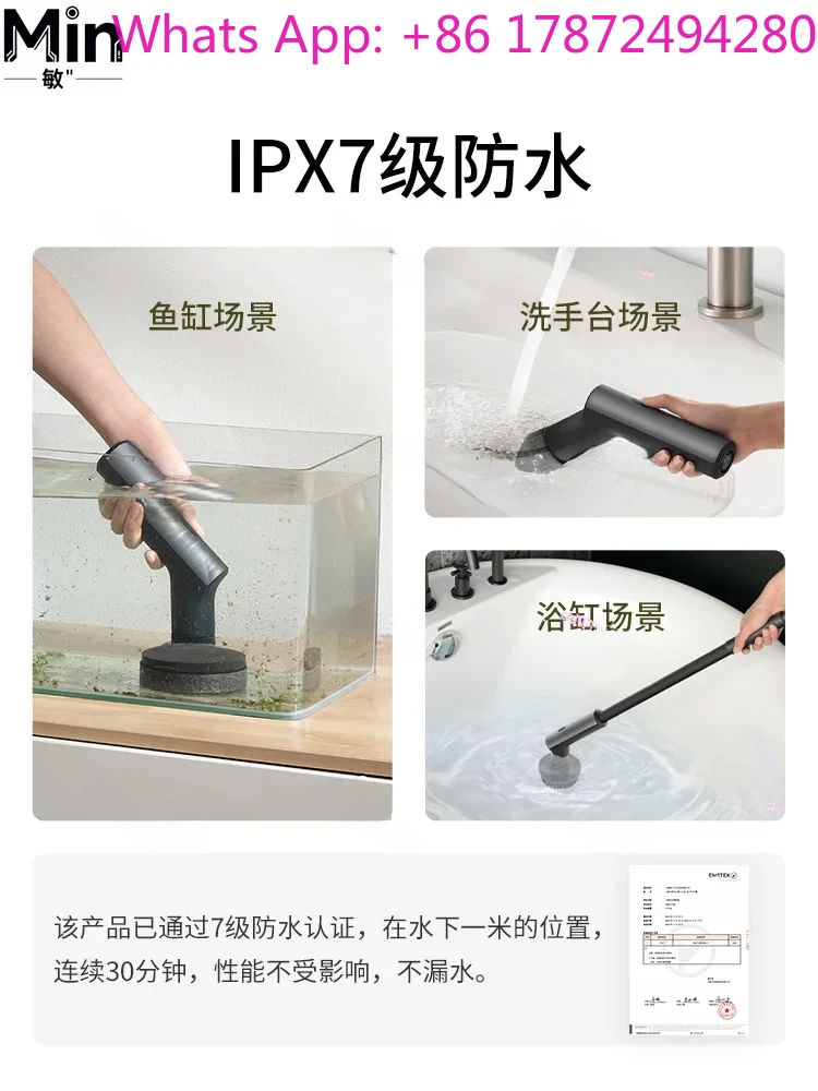 High Power Electric Kitchen Cleaning Brush Set with Long & Short Handles for Corner & Gap Cleaning
