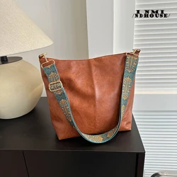 Sacola vintage de grande capacidade, Bolsa de ombro retro vegano, Bolsa casual feminina para trajeto