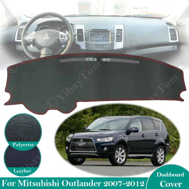 For Mitsubishi Outlander 2007 ~ 2012 2nd Gen Anti-Slip Leather Mat Dashboard Cover Carpet Sunshade Dashmat Accessories 2010 2011