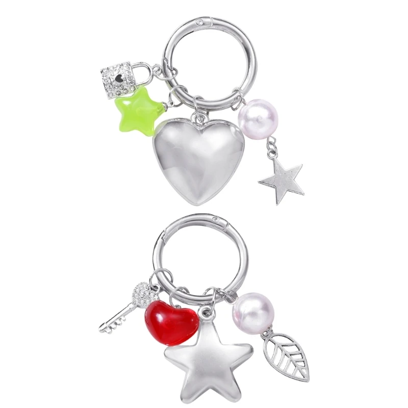 Unique Love Heart Star Pendant Keychain Charm for Women and Ladies Alloy Keychain Perfect for Gifting on Any Occasion