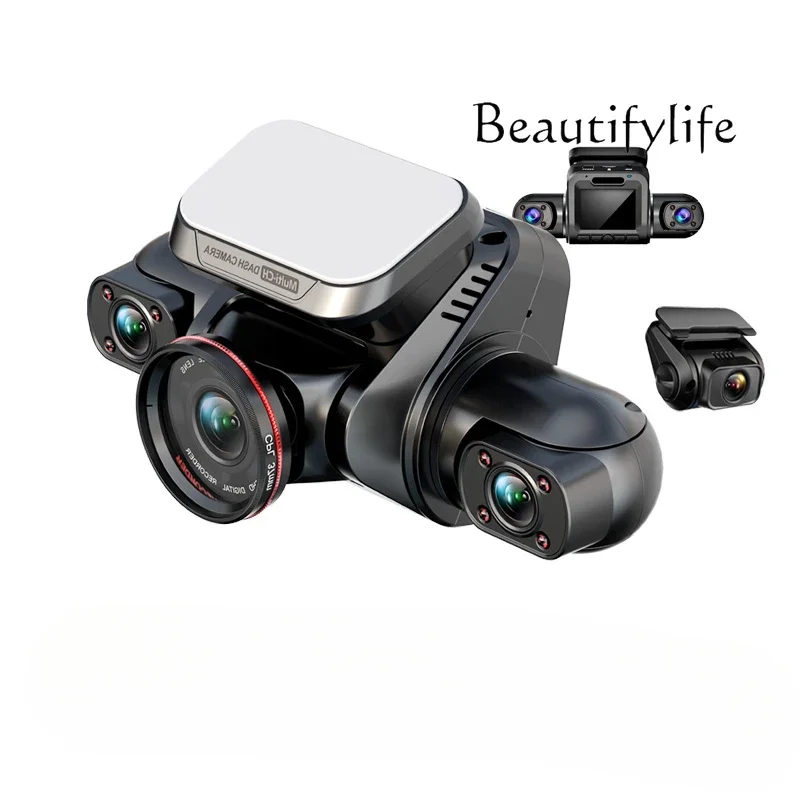 New four-lens 360-degree panoramic driving recorder, parking monitoring, 24-hour anti-paddle car