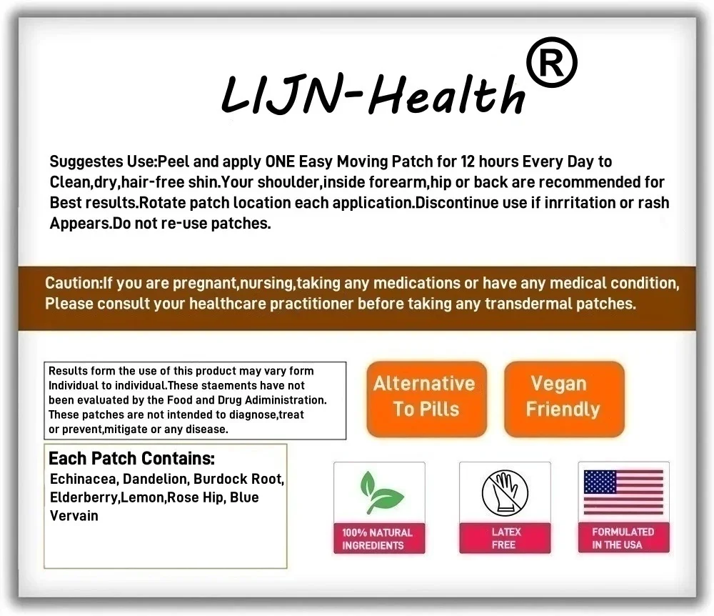 30 remendos de suporte linfático remendos transdermicos com dente de leão, bardana, equinácea para drenagem linfática e suporte imunológico