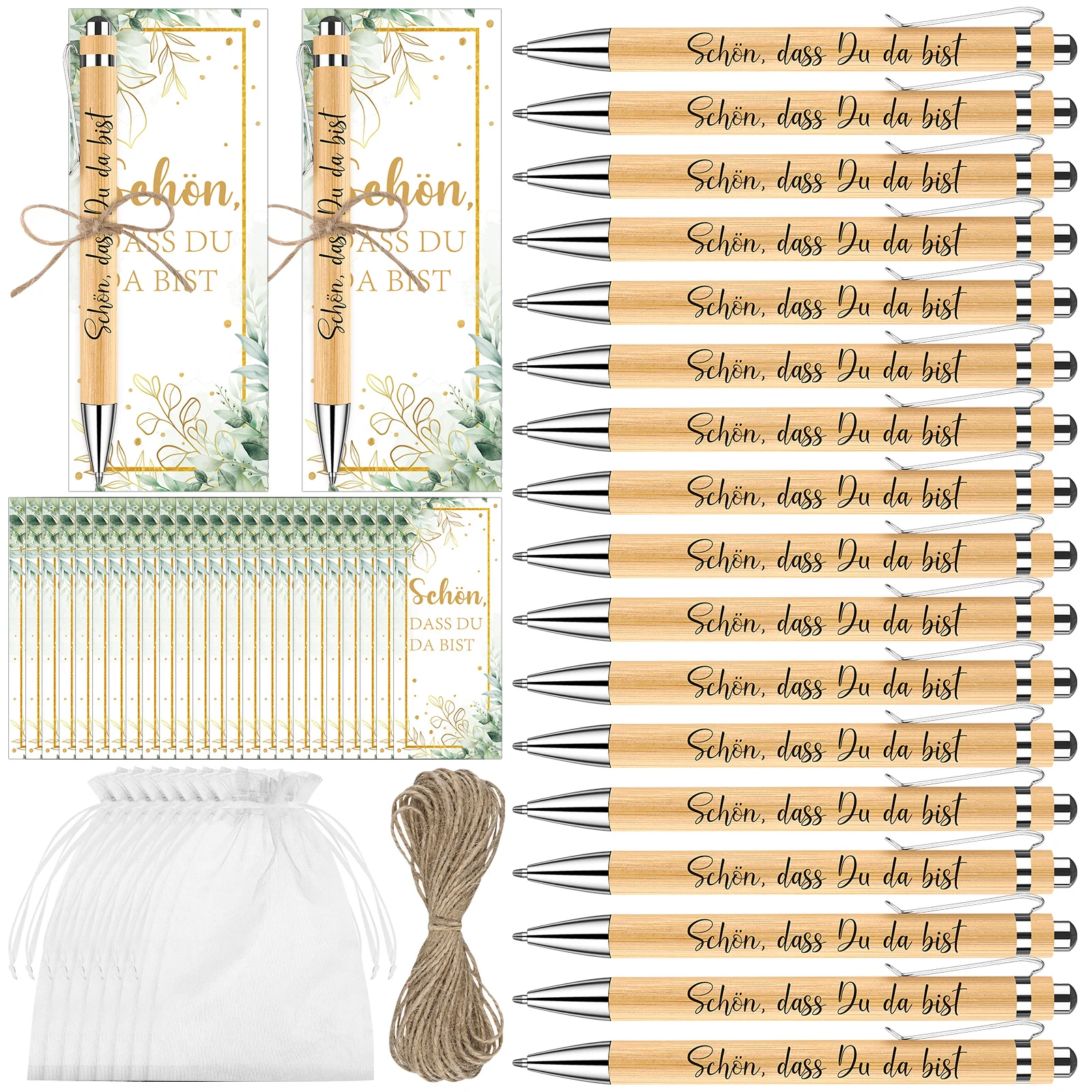 

Набор из 24 деревянных ручек ElaDüne с выдвижным механизмом, подарки на свадьбу, прощальные подарки для коллег, подарок на день рождения