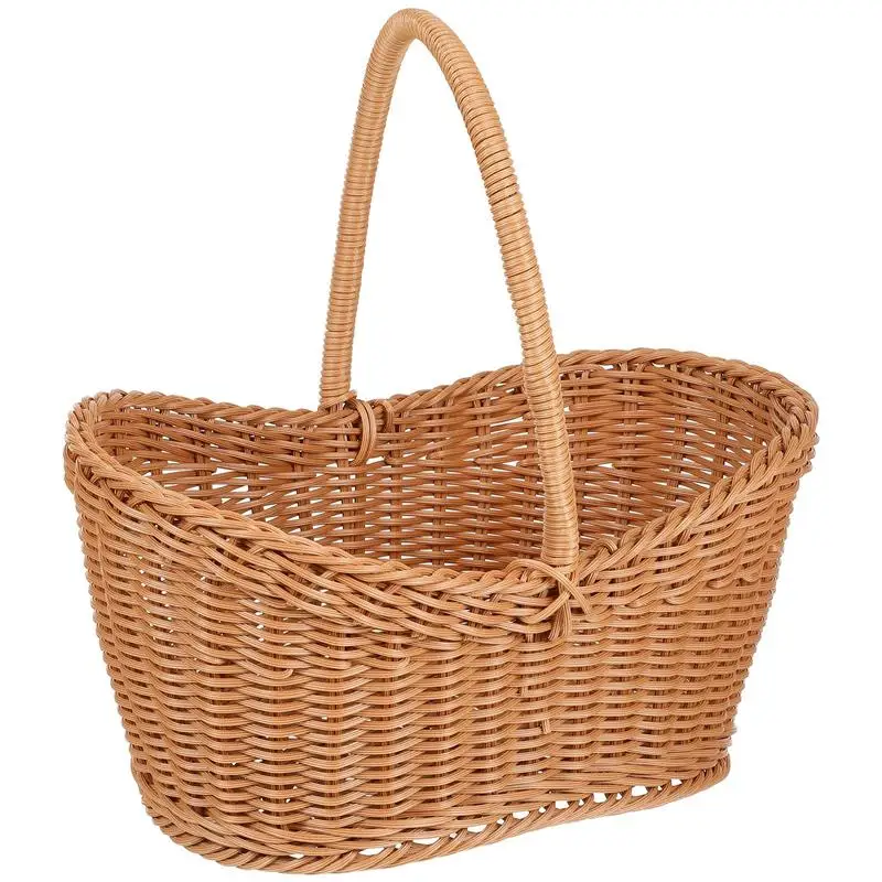 

Woven Storage Basket Woven Basket Egg Collecting Basket Snack Holder Shelf Baskets Baskets Bins Containers with Handle