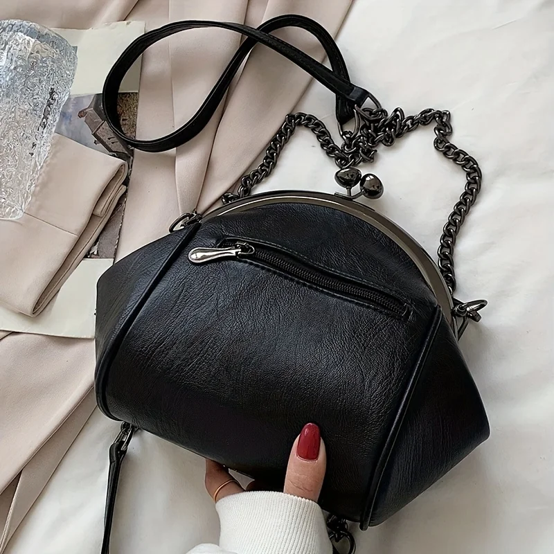 Large Capacity Retro Solid Color Crossbody Bag, Fashion and Versatile Chain Shoulder Coin Purse, Women's Commuting Party Bags