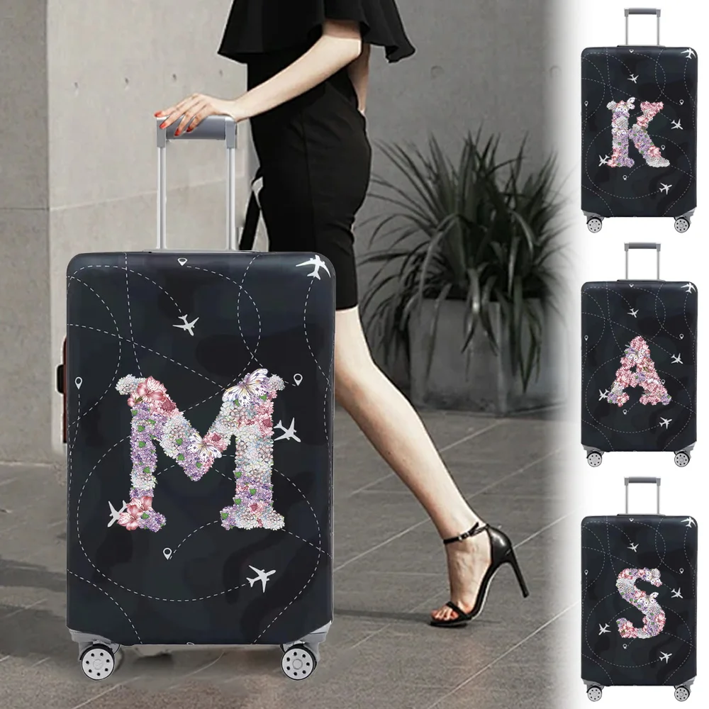 Luggage Compartment Protective Cover Wear Resistant Elastic Fabric Rose Flower Series Dust Cover Durable Travel Case Cover