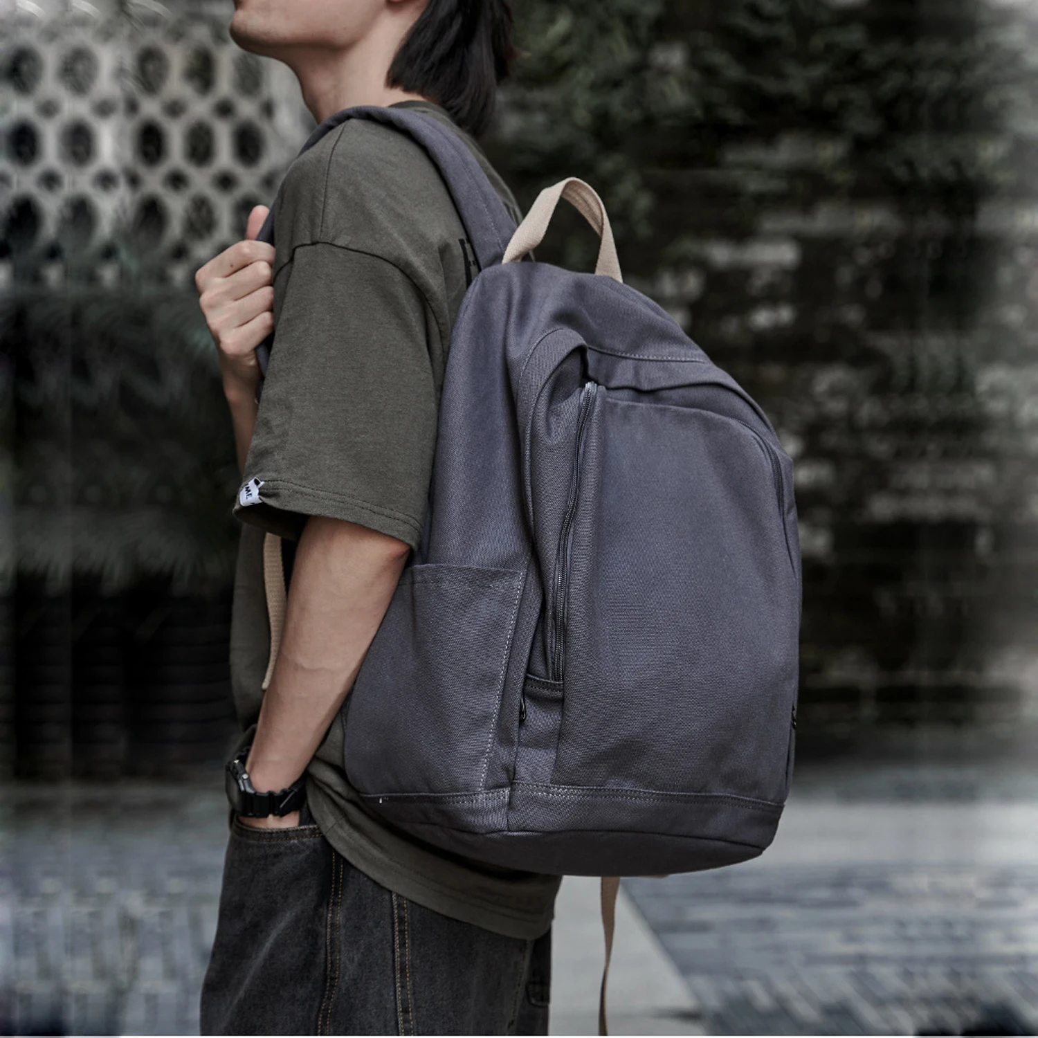 

Retro Casual Canvas Men Backpack Vintage Large Capacity College Schoolbag 15.6inch Laptop Commute Travel Works Daily Daypack