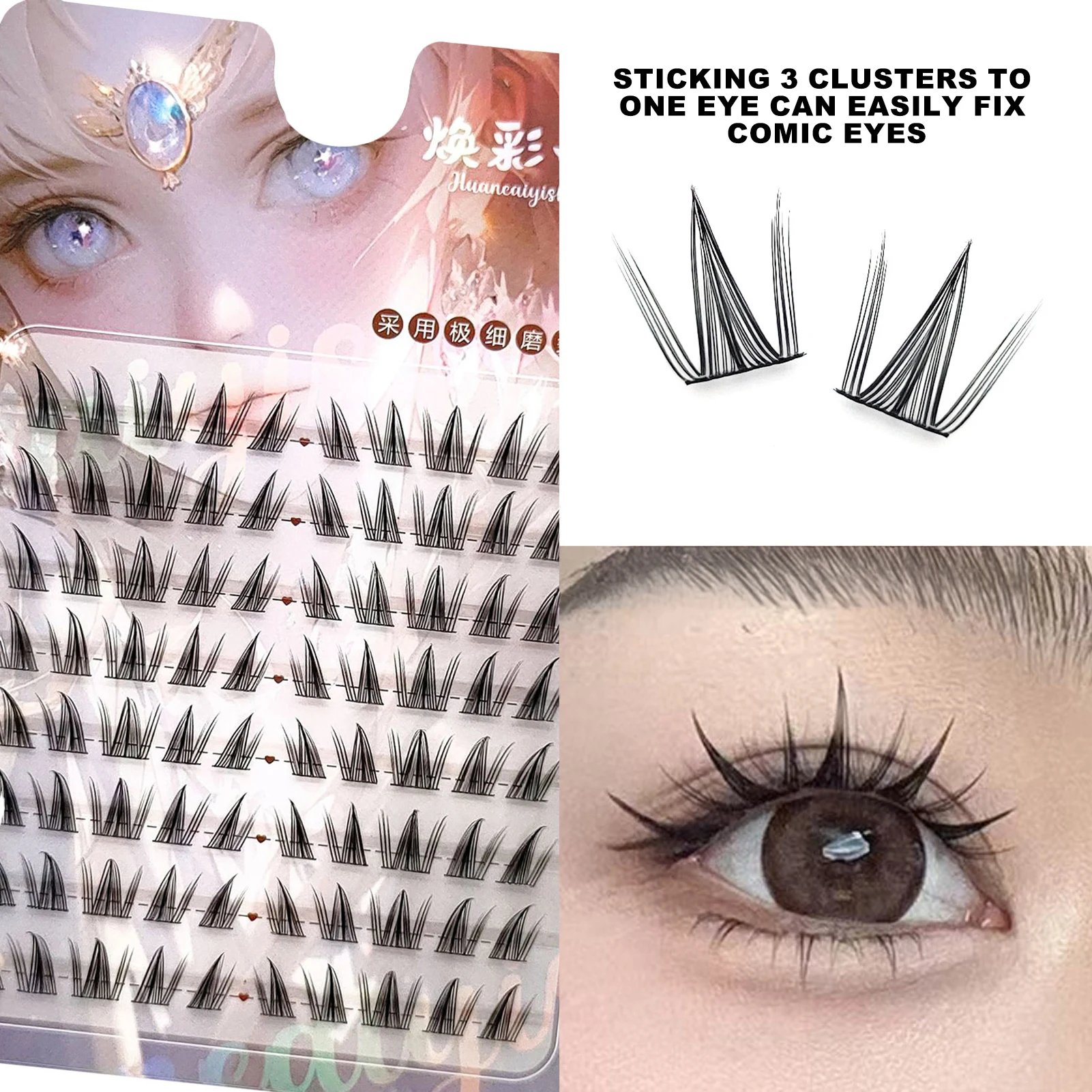 Black Natural Lash Clusters Ultra-Light Reusable Strip Lashes Ideal for Cosplay and Costume Parties