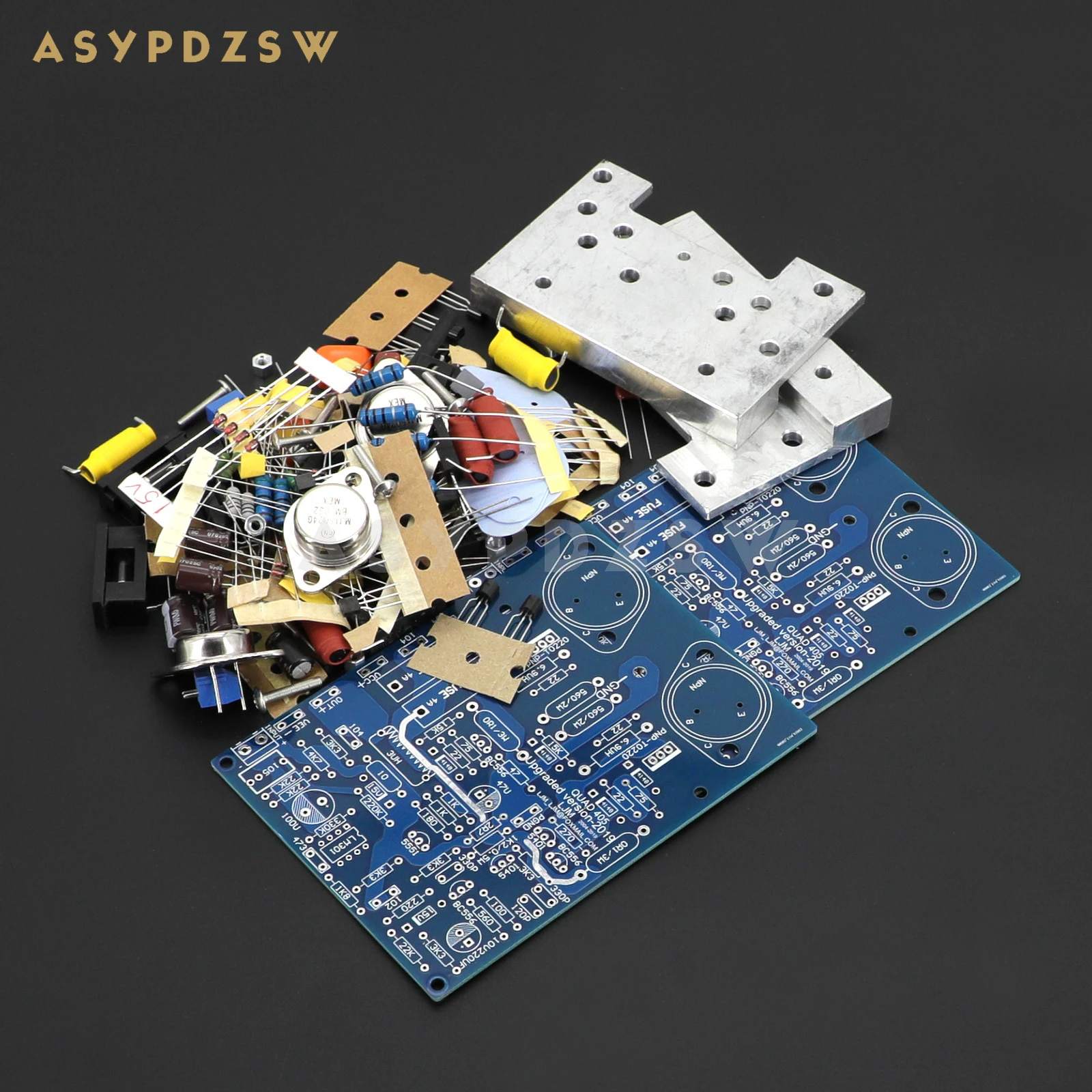 Chassis installation QUAD405 Stereo Class AB Power amplifier With MJ15024+Angle aluminum DIY Kit/Finished board