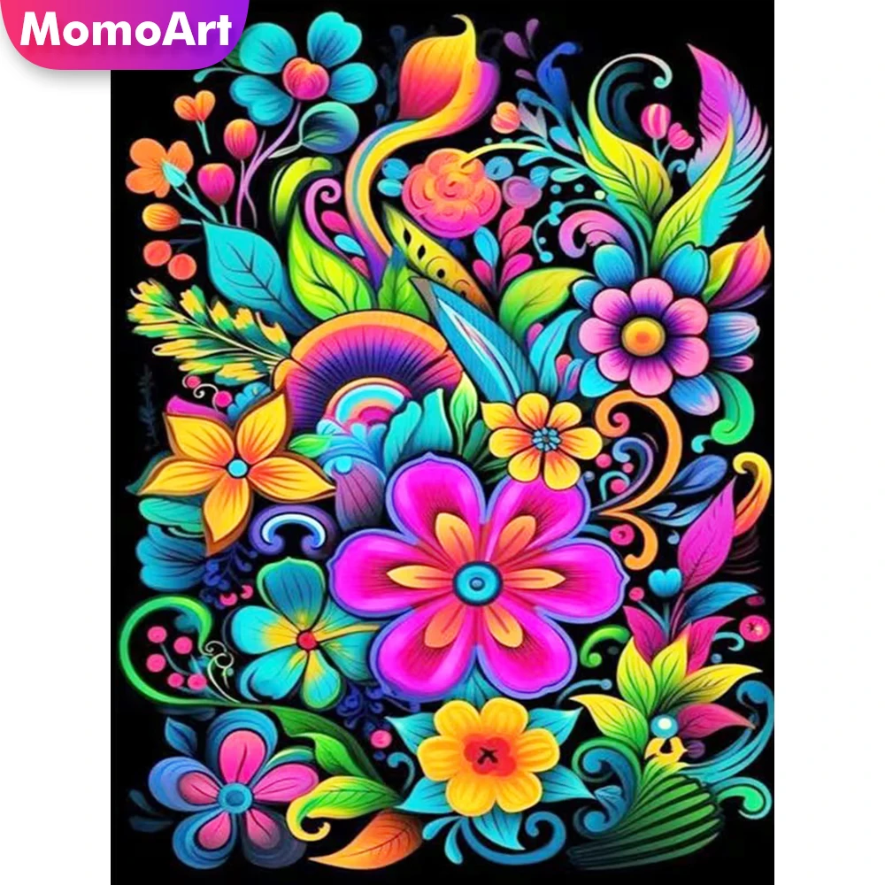 Momoart Neuerscheinung Diamant-Mosaik Blume Buntes Diamant-Gemälde DIY Kreuzstich-Set Stickerei-Dekoration für Zuhause Handarbeit