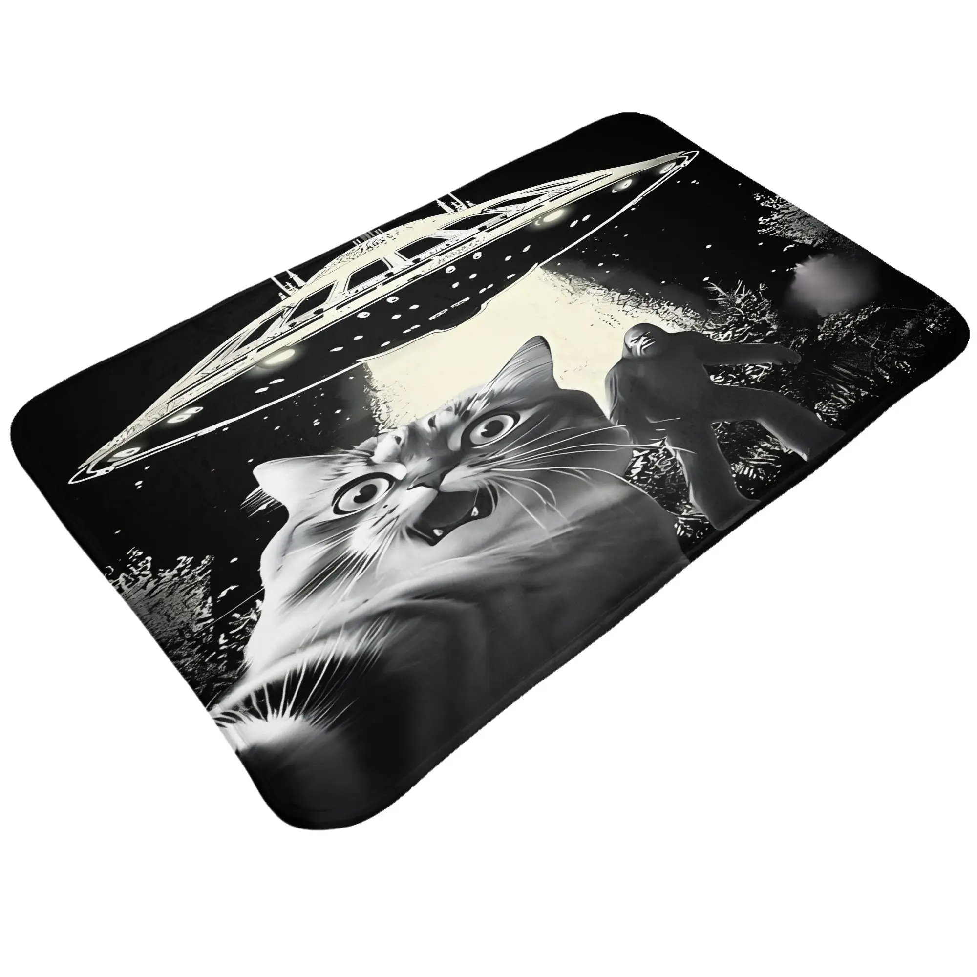 Selfie With Alien Bigfoot Ape Non-slip Mat Bedroom Cat UFO Welcome Doormat Home Decor