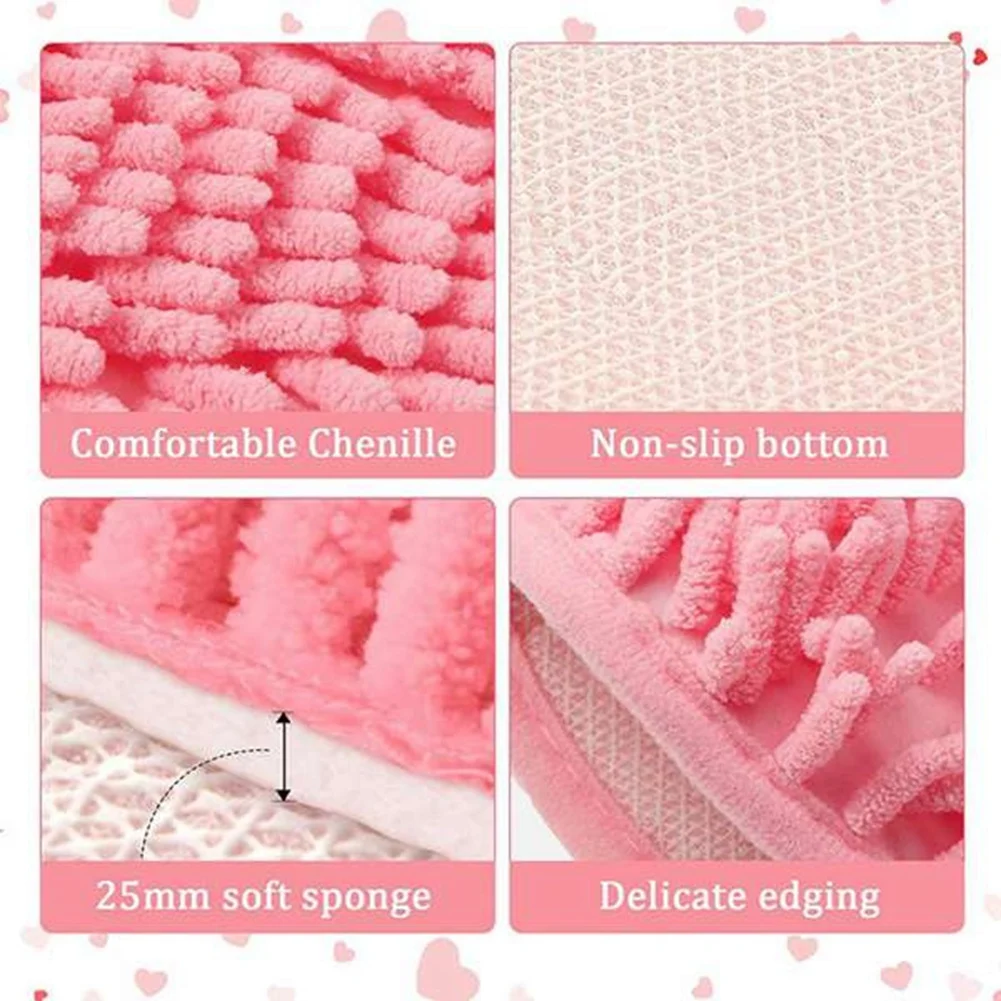 A76X-Heart Shaped Rug Love Floor Mat Heart Shag Shower Mat Non-Slip for Home Living Room Sofa Bathroom Floor Valentine's Day view 6
