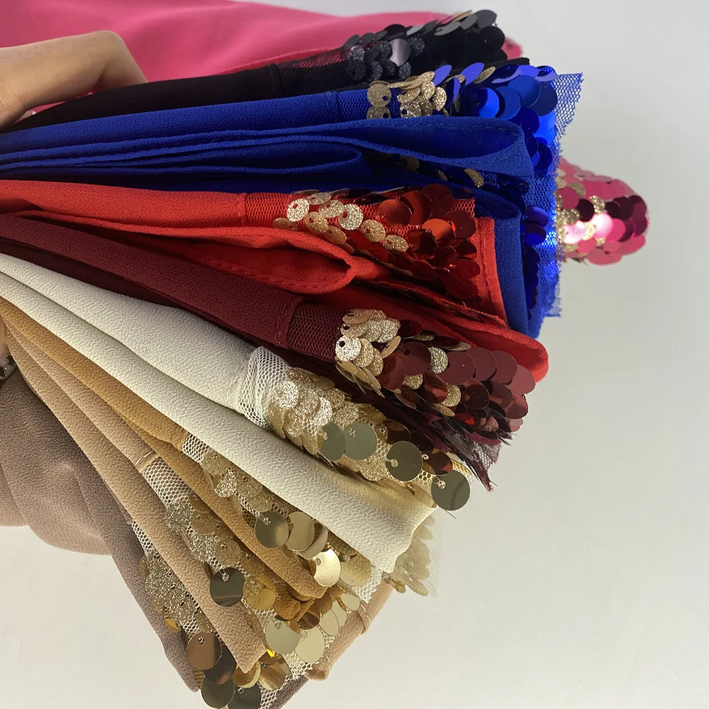 Fashion Heavy Bubble Chiffon Sequins Hijab Scarf Muslim Shawl Soft Turban Head Wraps Headband Scarves Bandanas Turbante Mujer