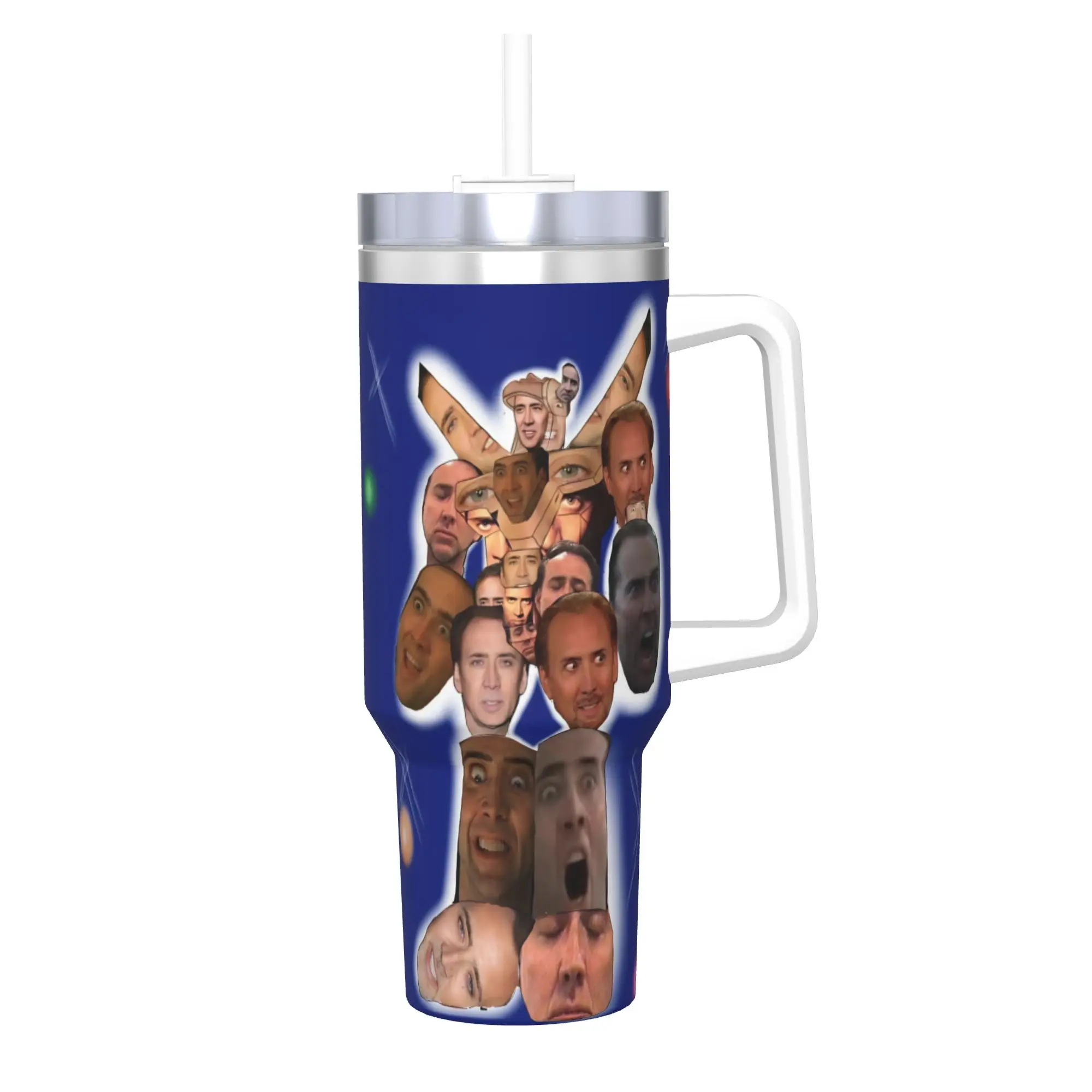 Nicolas Cage Tumbler 40oz Stainless Steel Double Wall Vacuum Insulated  Mug With Straw