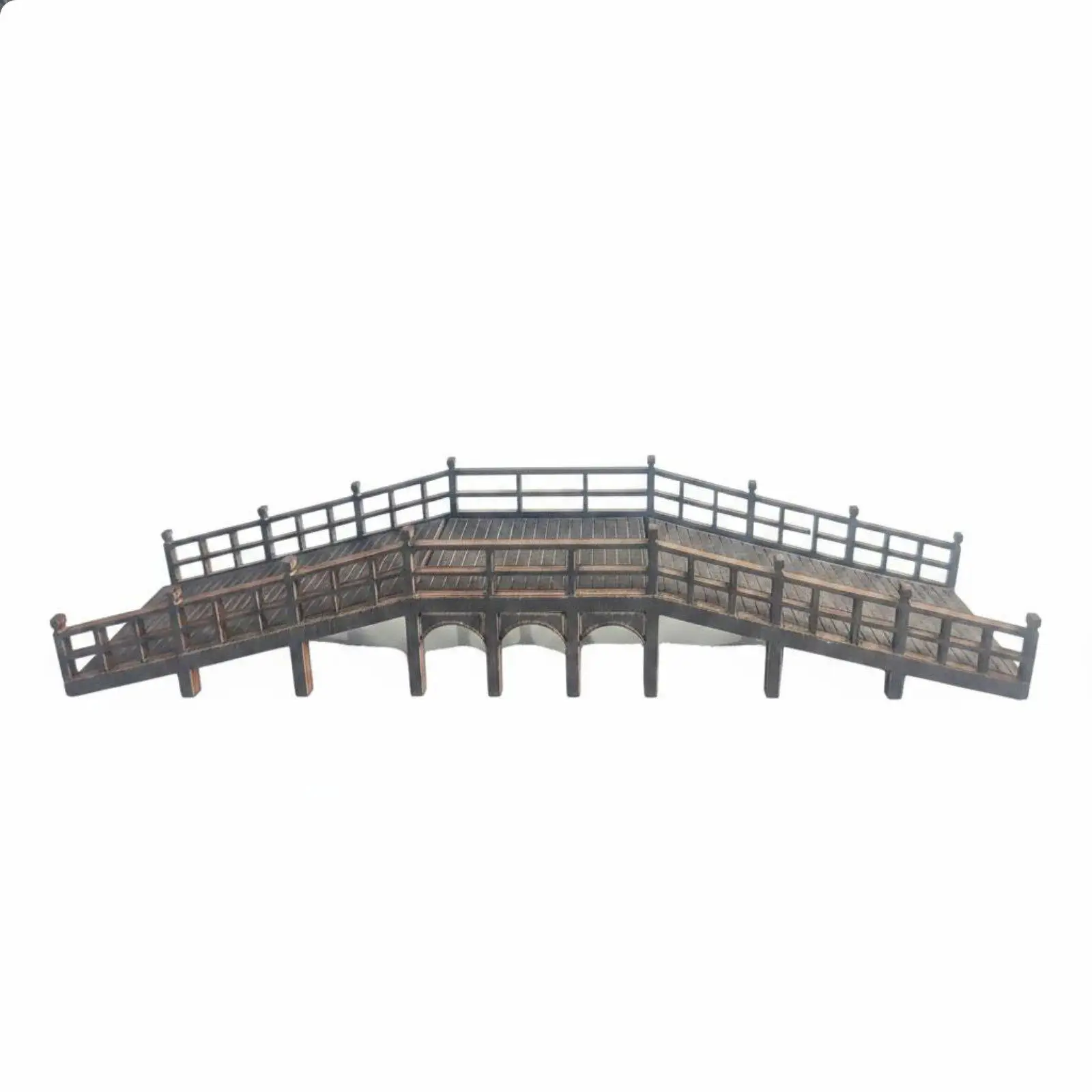 Wood Bridge Decorative Model Weathered Antique Miniature for Tabletop Display and Wooden Art Decoration