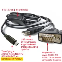 FT312D Android USB RS232 Interface Serial Cable for Tablet Mobile Cellular DVS3D Android to Serial Device Communication Cable