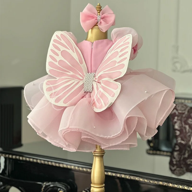 

Princ Dr for Girls Bubble Sve Birthday Cake Children's Clothing 2025 New Sle Baby Girl's Outfit Linen Material