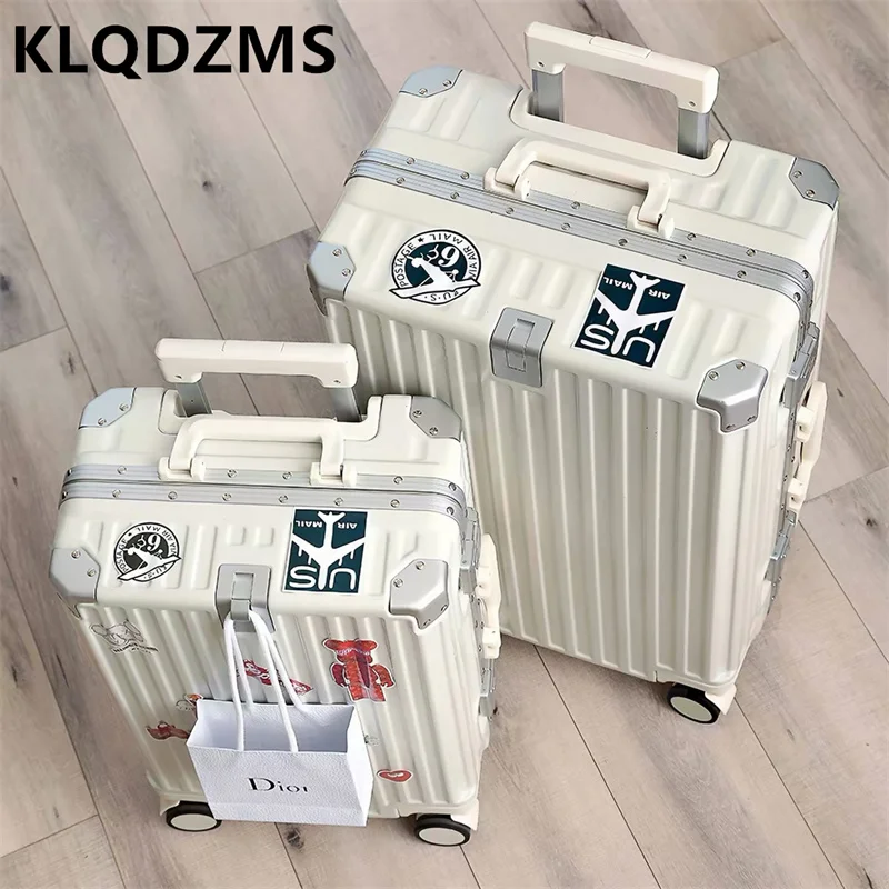 KLQDZMS Reisegepäck mit Aluminiumrahmen, 20 Zoll tragbarer Reißverschluss-Koffer, 24 Zoll Trolley-Gepäck mit Universalrädern