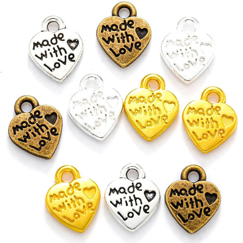 40 sztuk 4 kolor w kształcie serca podłącz Charms naszyjnik bransoletka z wisiorkiem tworzenia biżuterii rękodzieło diy dostaw 12*10mm A73