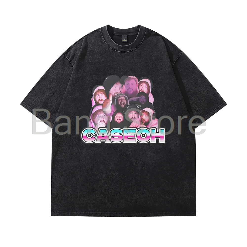 تي شيرت Caseoh Merch مضحك من القطن المغسول للجنسين برقبة دائرية وأكمام قصيرة #2