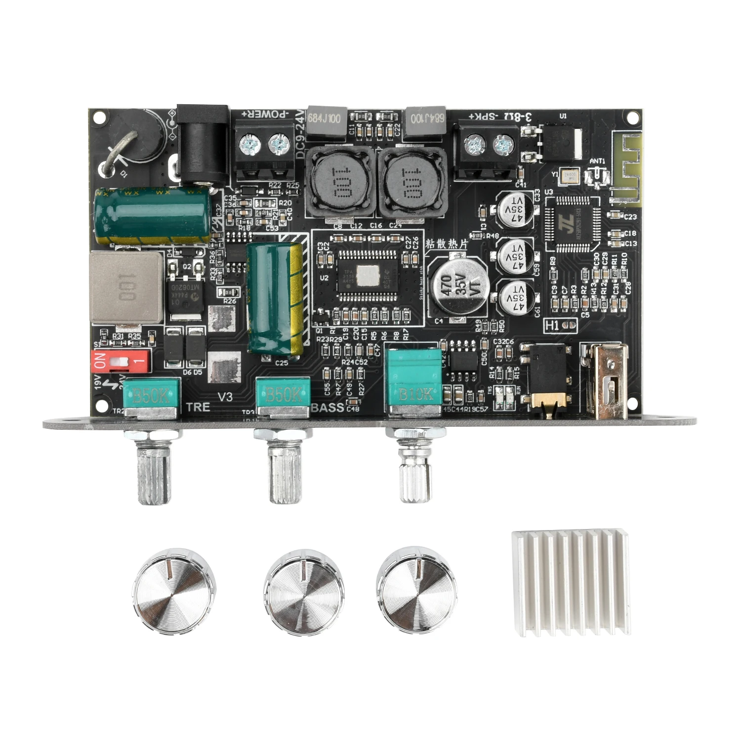 100W BT-Verstärkerplatine ZK-1001U mit Boost Mono Höhen- und Bassregelung TWS DIY-Lautsprecher TPA3116D2 AMP AUX USB-Eingang Bass-/Hochtonregelung – Detail 4