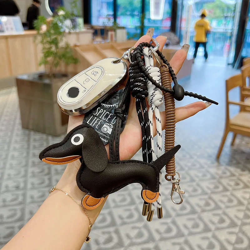 

Sausage Dog Bag Charm Keychain Mobile Phone Pendant,Handbag Hanging Ornament Personalized Woven Keyring Accessories