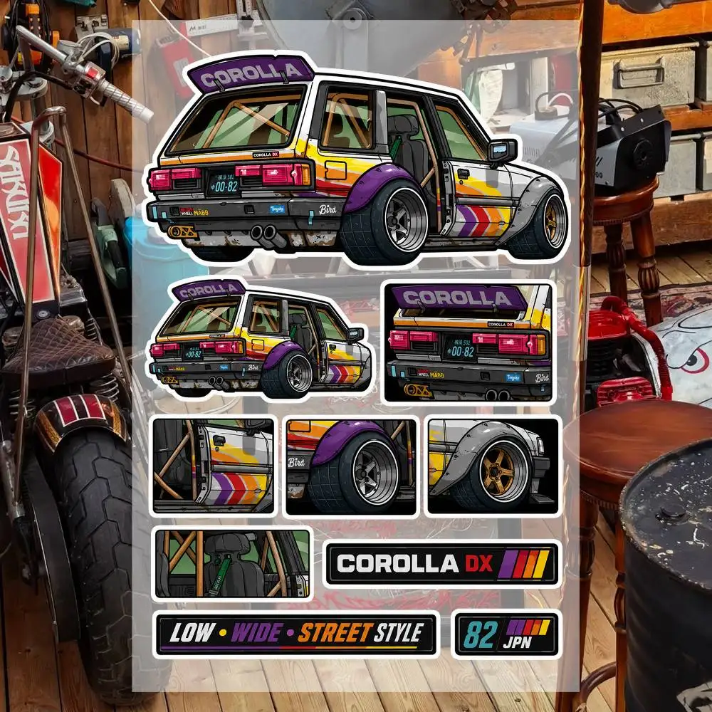 CorollA- GX WA-gon Aesthetic Graffiti Waterproof PVC Stickers for Car Motorcycle Skateboard Helmet Notebook