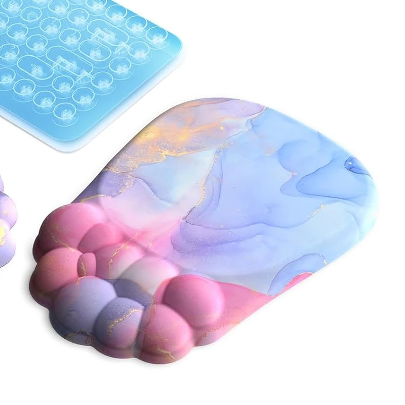 

Cloud Wrist Rest Keyboard and Cute Mouse Pad Set with Soft Memory Foam Wrist Support Mousepad Arm Rest for Desk