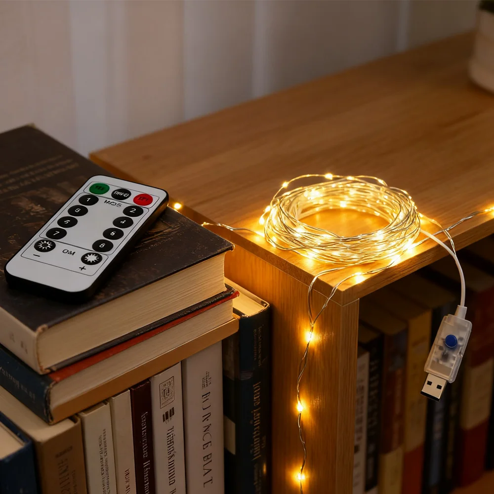 

USB Led Copper Wire String Lights 8 modes Waterproof Fairy Lights Outdoor Lamp Garland Christmas Party curtain Decor Lighting