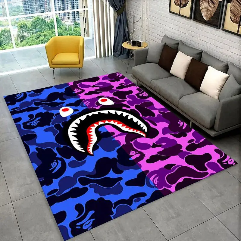 Fashion B-BAPE Sign Non-Slip Area Rug for Living Room, Bedroom & Playroom, Soft Carpet Floor Mat Home Decor Rug  Room Gift