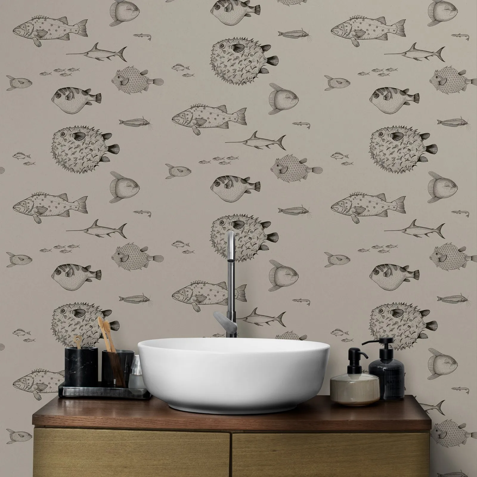Tropical Fish Wallpaper Mural Peel and Stick,Sea Cquario Wallpaper,Self Adhesive Sea Life Wallpaper Or Tradition Blowfish Decor,