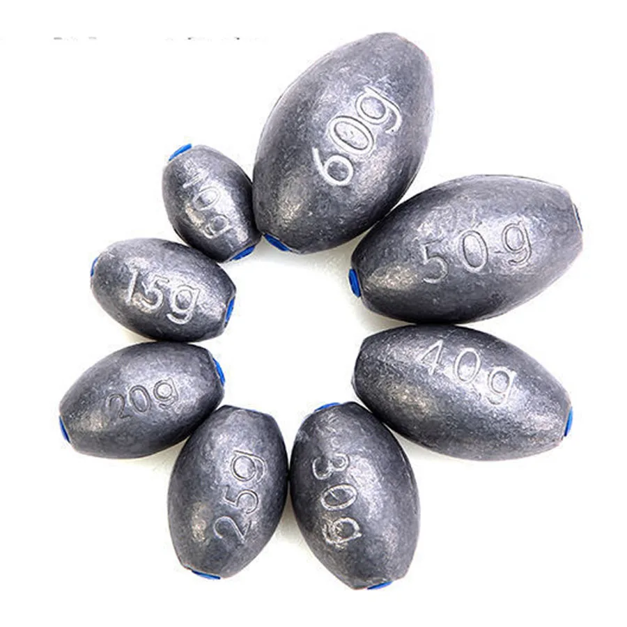 Fishing Weight Sinker 20g-200g Fishing Olive Shape Rig Sinkers Fishing Weights Split Shot Sink Fishing Tackle Accessories