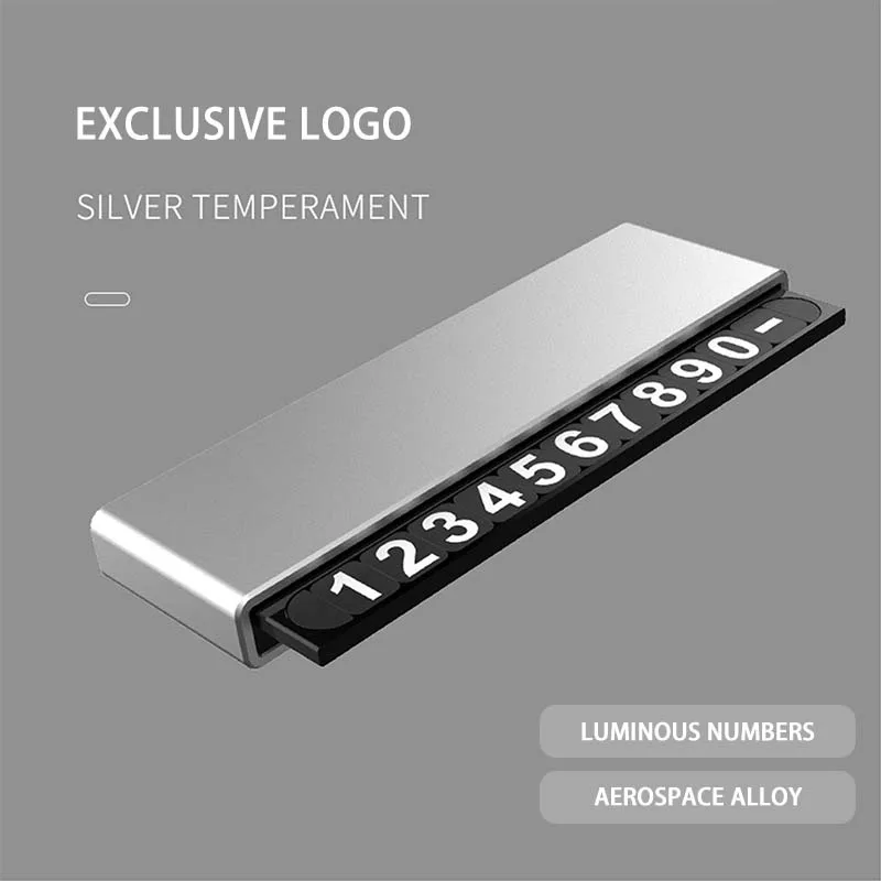 Metal Hidden Noctilucent Car Stop Card Temporary Parking Number Plate For Tesla Model Y Juniper Model 3 Highland Accessories