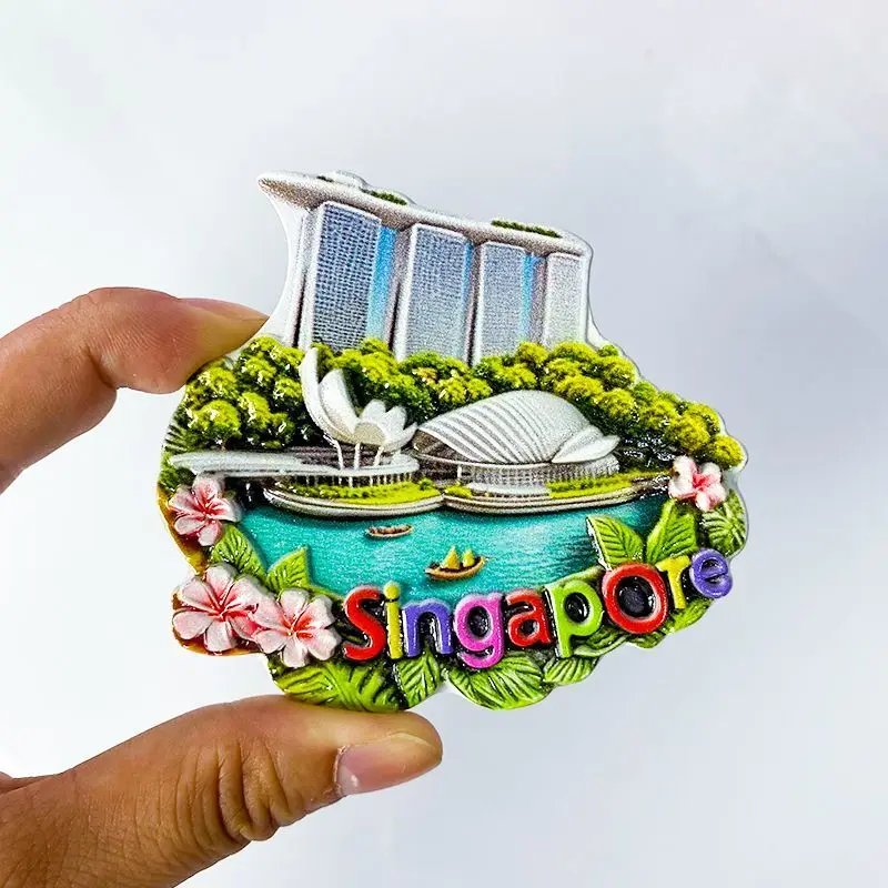 

Singapore Travel Souvenirs 3D Resin Magnetic Stickers Creative Home Decorations Personalized Refrigerator Magnets