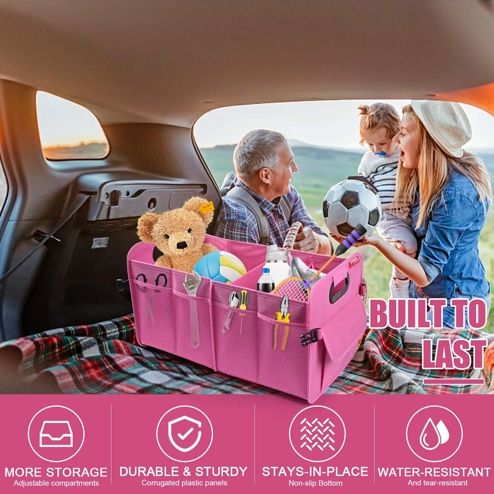 Collapsible Car Organizers and Storage Portable Trunk Organizer SUV Car Accessories for Women/Men for Any Car SUV  Mini-Van