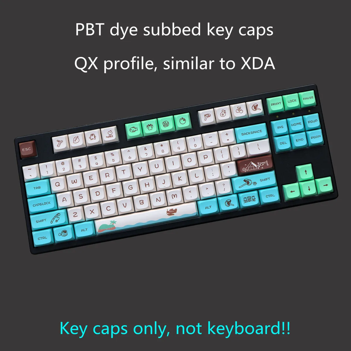 1 Set PBT Dye Subbed Key Cap For MX Switch Mechanical Keyboard QX XDA Profile Keycaps For Animal Crossing GMK Key Caps
