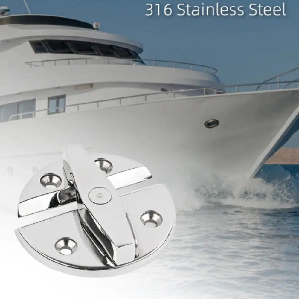 316 Stainless Steel Marine Cabinet Lock 180 Degree Rotation Stainless Steel Construction Round Catch Lock Round Shape