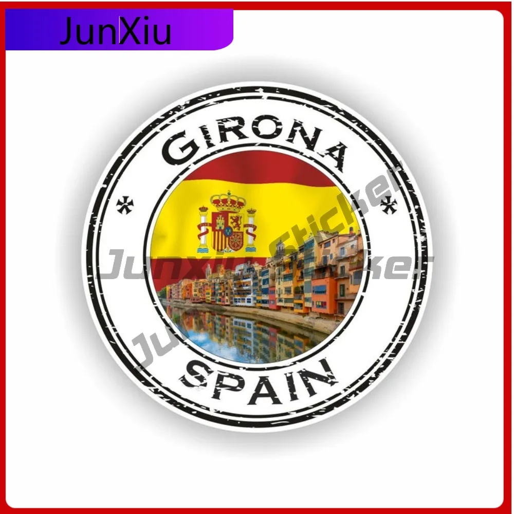 

Girona Spain Seal Unique Wall Weatherproof Vinyl Symbol Sticker Round Laptop Trendy Window Sticker Decal Wall Sticker UV