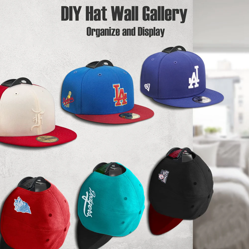 2/4Pcs Hat Holder Sticky Wall Mount Hook For Baseball Cap Casual Hat Storage Box No Drilling Paste Portable Hat Hanger