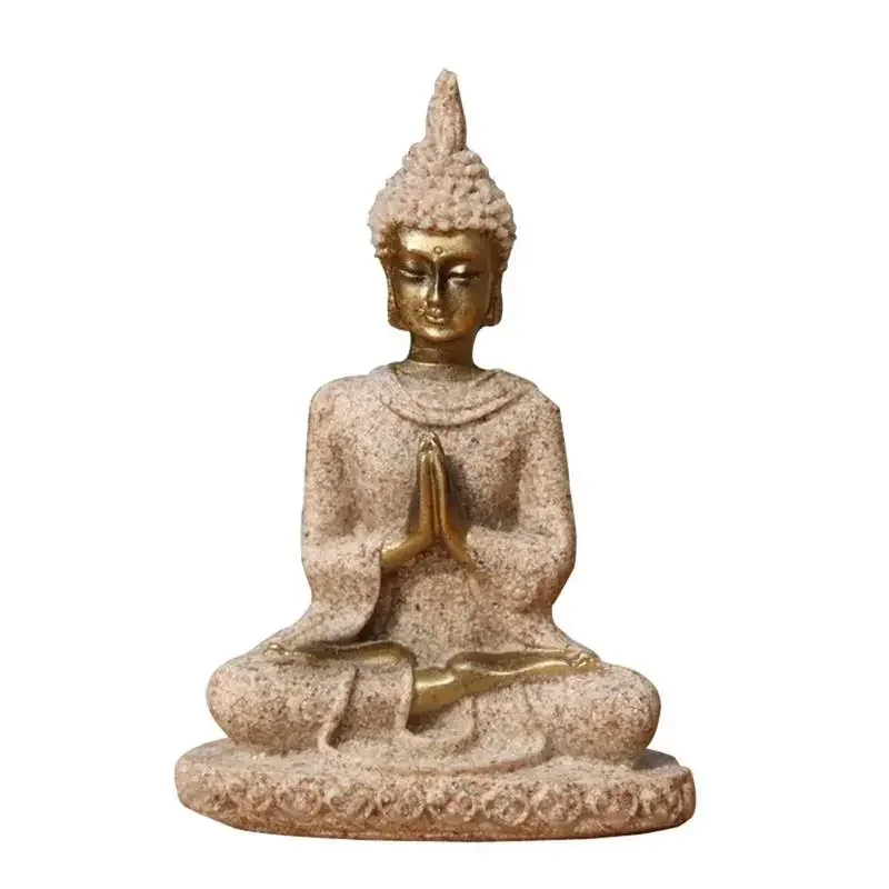Sandstone Buddha Statue, Sitting Meditation Buddha Sculpture, Handmade Figurine, Miniatures Ornament, Home Statue