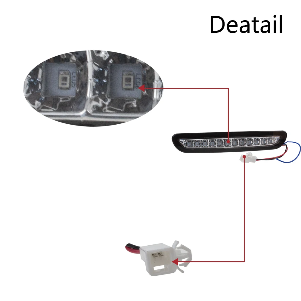 Car LED High-Mount Stop Lamp Rear Tail Brake Light Red White For Toyota Hiace Wide Body 2005-2013