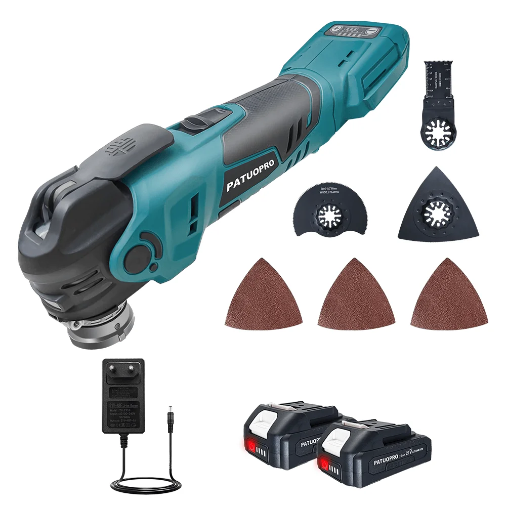 PATUOPRO Brushless Oscillating Multi Function Tool Variable Speed Cordless Woodworking Cutter Machine For Makita 18V Battery